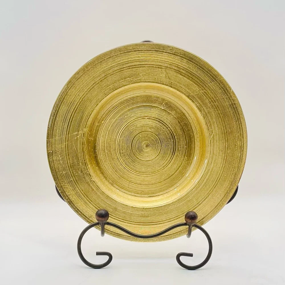 Pier 1 Gold Glass Dessert Plates 8 5/8 inch Set of 6 NWT